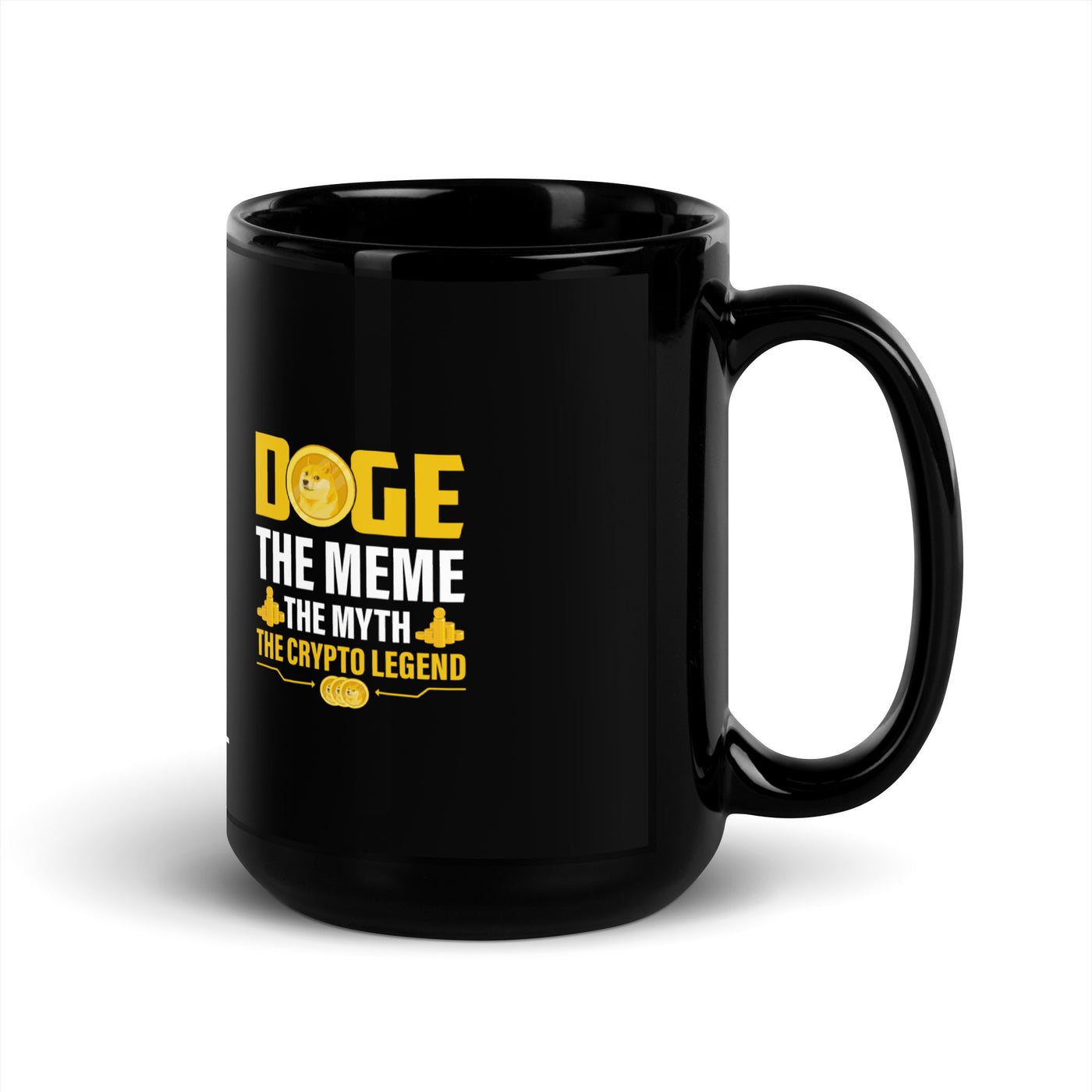 Doge the Meme, the Myth, the Crypto Legend - Black Glossy Mug