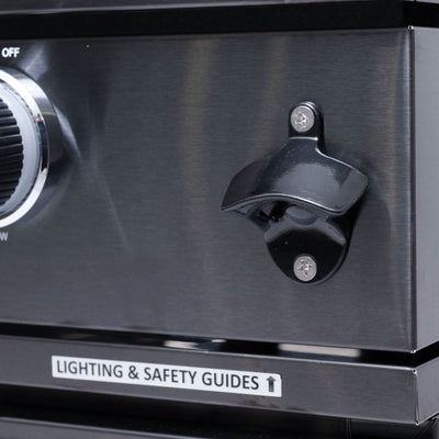 Castelle Flame Premium Black Stainless Steel 6-Burner Gas Grill Kitchen Island With Rotisserie Kit (SAK82641)