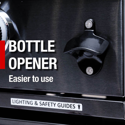 Castelle Flame Premium Black Stainless Steel 6-Burner Gas Grill Kitchen Island With Rotisserie Kit (SAK82641)