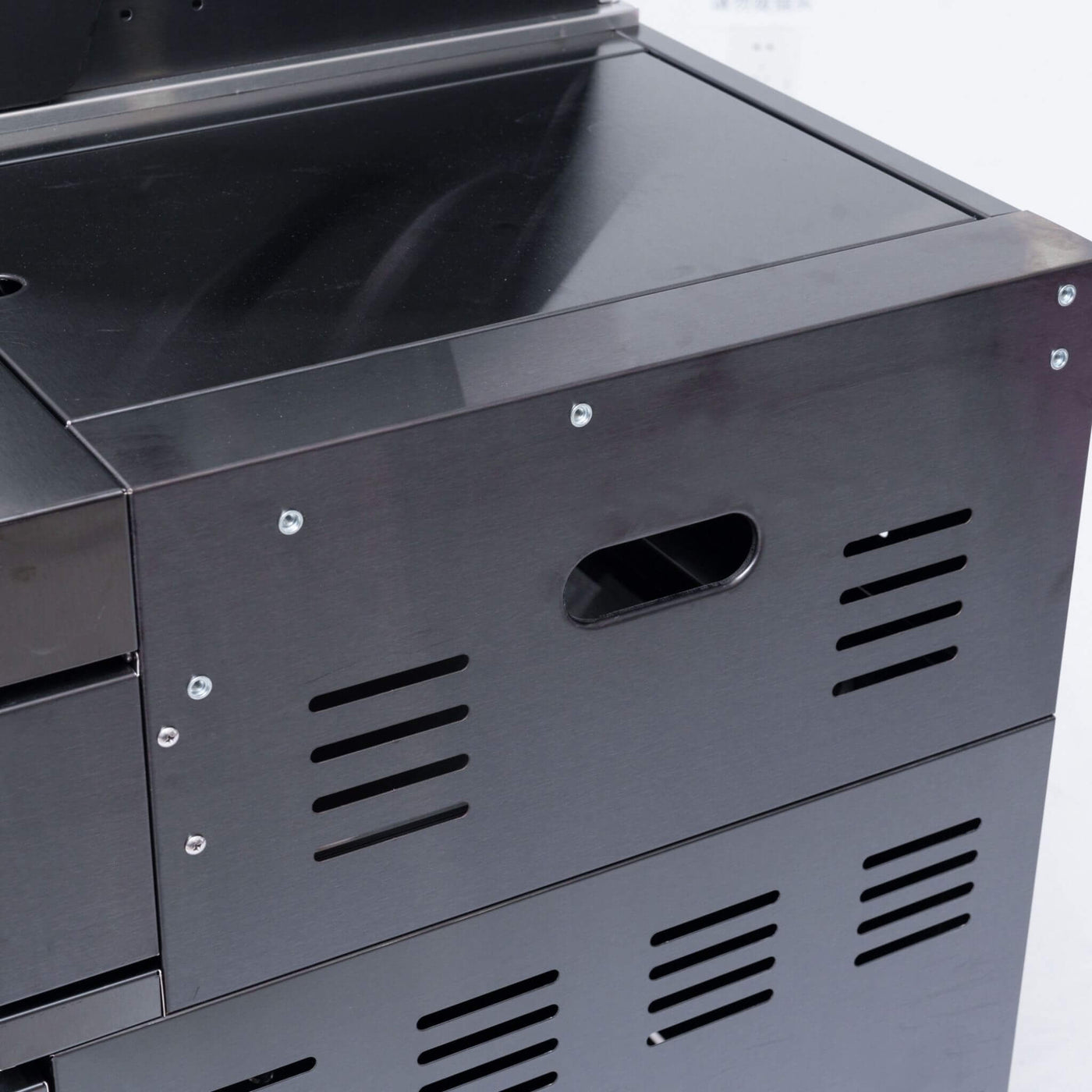 Castelle Flame Premium Black Stainless Steel 6-Burner Gas Grill Kitchen Island With Rotisserie Kit (SAK82641)