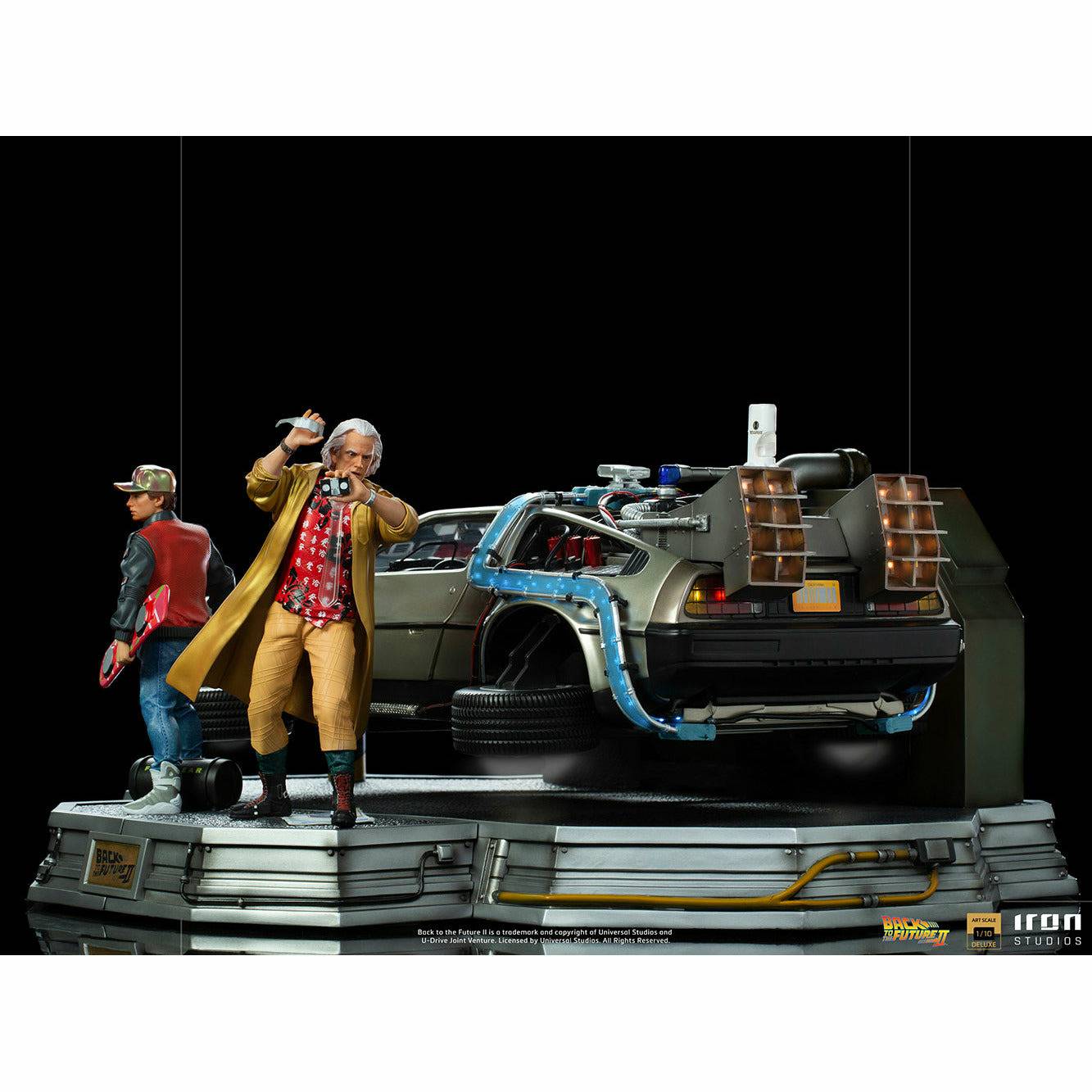 Iron Studios Back to the Future Part II DeLorean (Full Deluxe Version including Marty McFly and Doc Brown) 1:10 Scale Statues by MyHackerTech