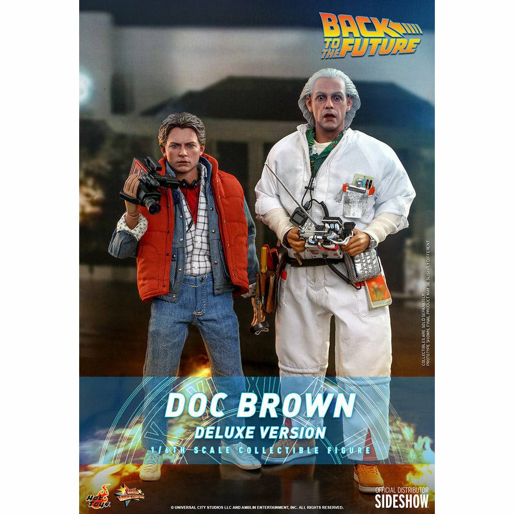 Hot Toys Back to the Future Doc Brown (Deluxe Version) 1:6 Scale Collectible Figure with bonus Plutonium case by MyHackerTech