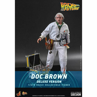 Hot Toys Back to the Future Doc Brown (Deluxe Version) 1:6 Scale Collectible Figure with bonus Plutonium case by MyHackerTech