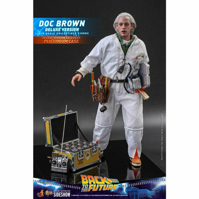 Hot Toys Back to the Future Doc Brown (Deluxe Version) 1:6 Scale Collectible Figure with bonus Plutonium case by MyHackerTech