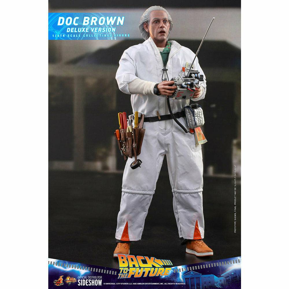 Hot Toys Back to the Future Doc Brown (Deluxe Version) 1:6 Scale Collectible Figure with bonus Plutonium case by MyHackerTech