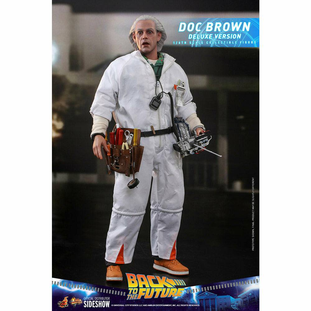 Hot Toys Back to the Future Doc Brown (Deluxe Version) 1:6 Scale Collectible Figure with bonus Plutonium case by MyHackerTech