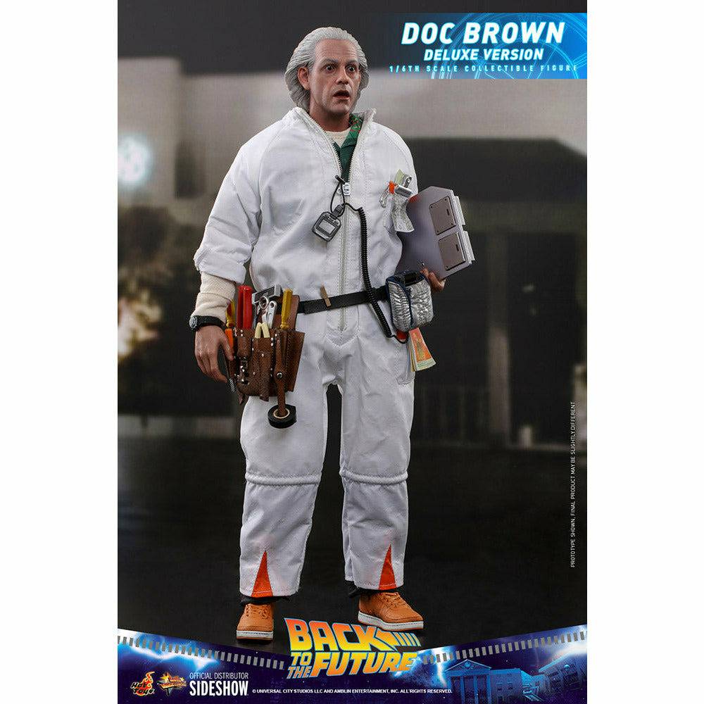 Hot Toys Back to the Future Doc Brown (Deluxe Version) 1:6 Scale Collectible Figure with bonus Plutonium case by MyHackerTech
