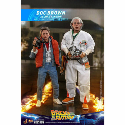 Hot Toys Back to the Future Doc Brown (Deluxe Version) 1:6 Scale Collectible Figure with bonus Plutonium case by MyHackerTech