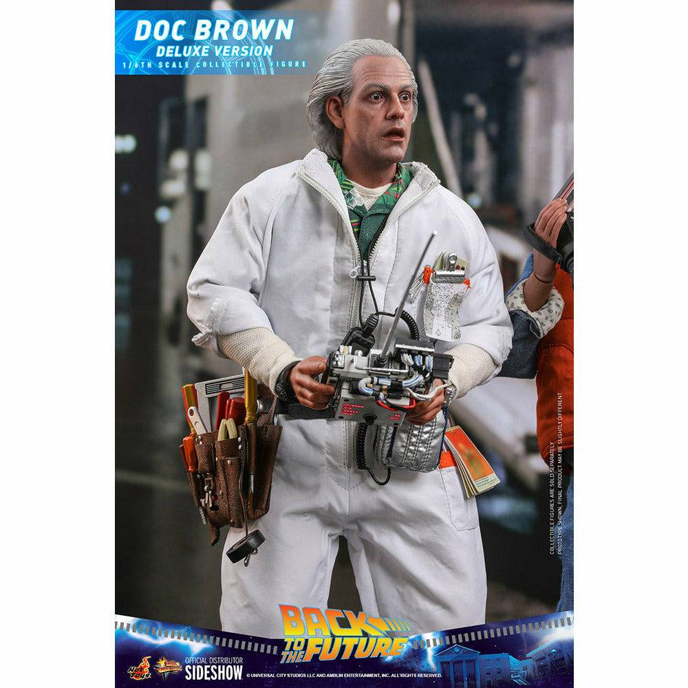 Hot Toys Back to the Future Doc Brown (Deluxe Version) 1:6 Scale Collectible Figure with bonus Plutonium case by MyHackerTech