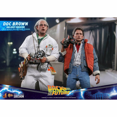 Hot Toys Back to the Future Doc Brown (Deluxe Version) 1:6 Scale Collectible Figure with bonus Plutonium case by MyHackerTech