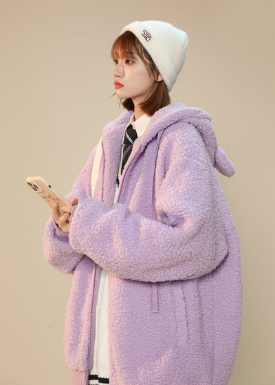 Women's Furry Bunny Ears Winter Jacket by MyHackerTech