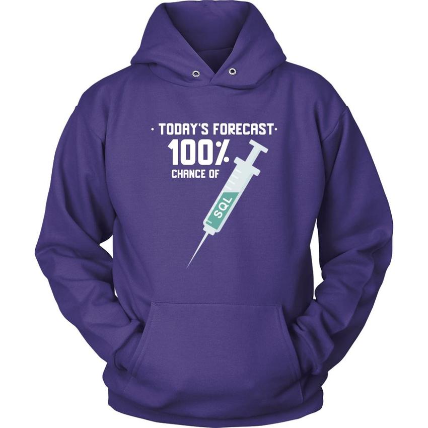 Today's forecast 100% chance of SQL injection - Unisex Hoodie by MyHackerTech