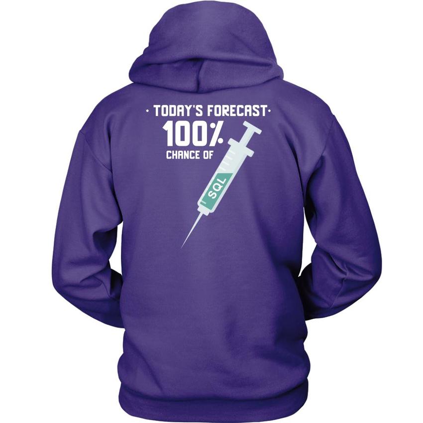 Today's forecast 100% chance of SQL injection - Unisex Hoodie by MyHackerTech