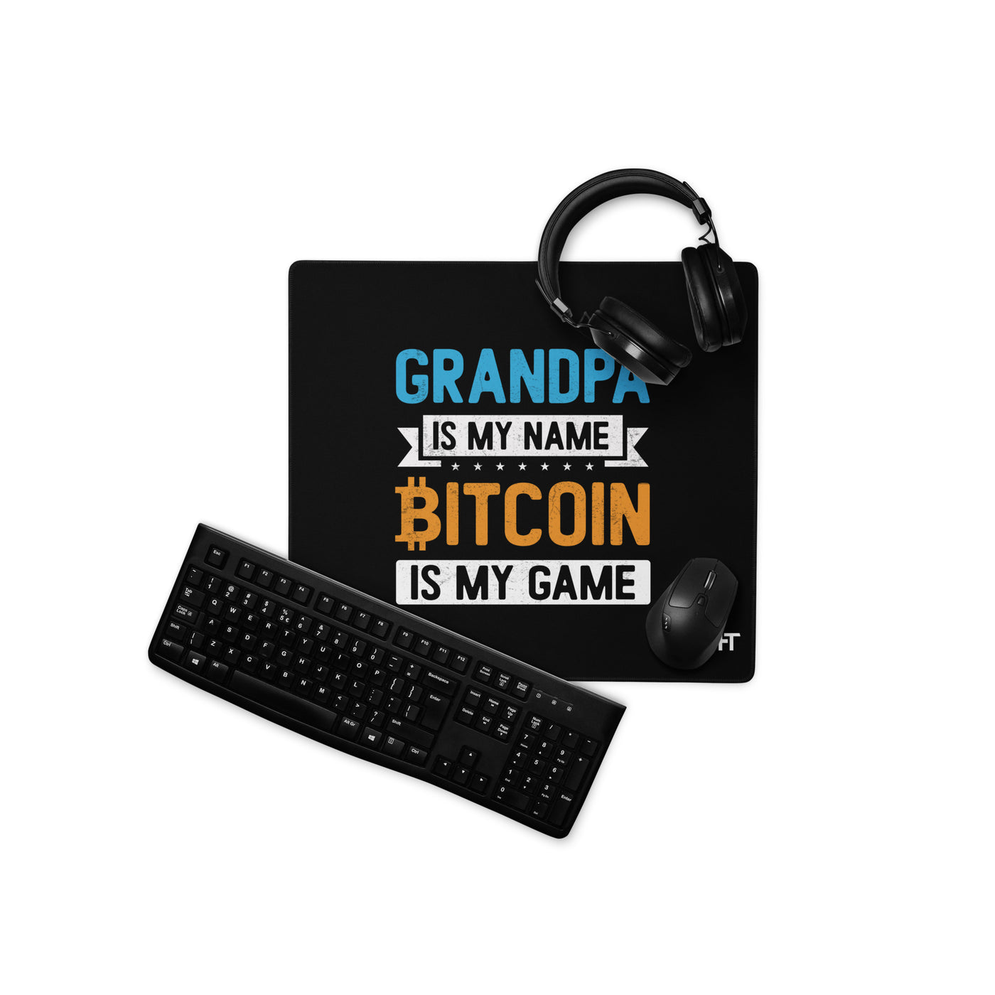 Grandpa is My Name, Bitcoin is My Game - Desk Mat
