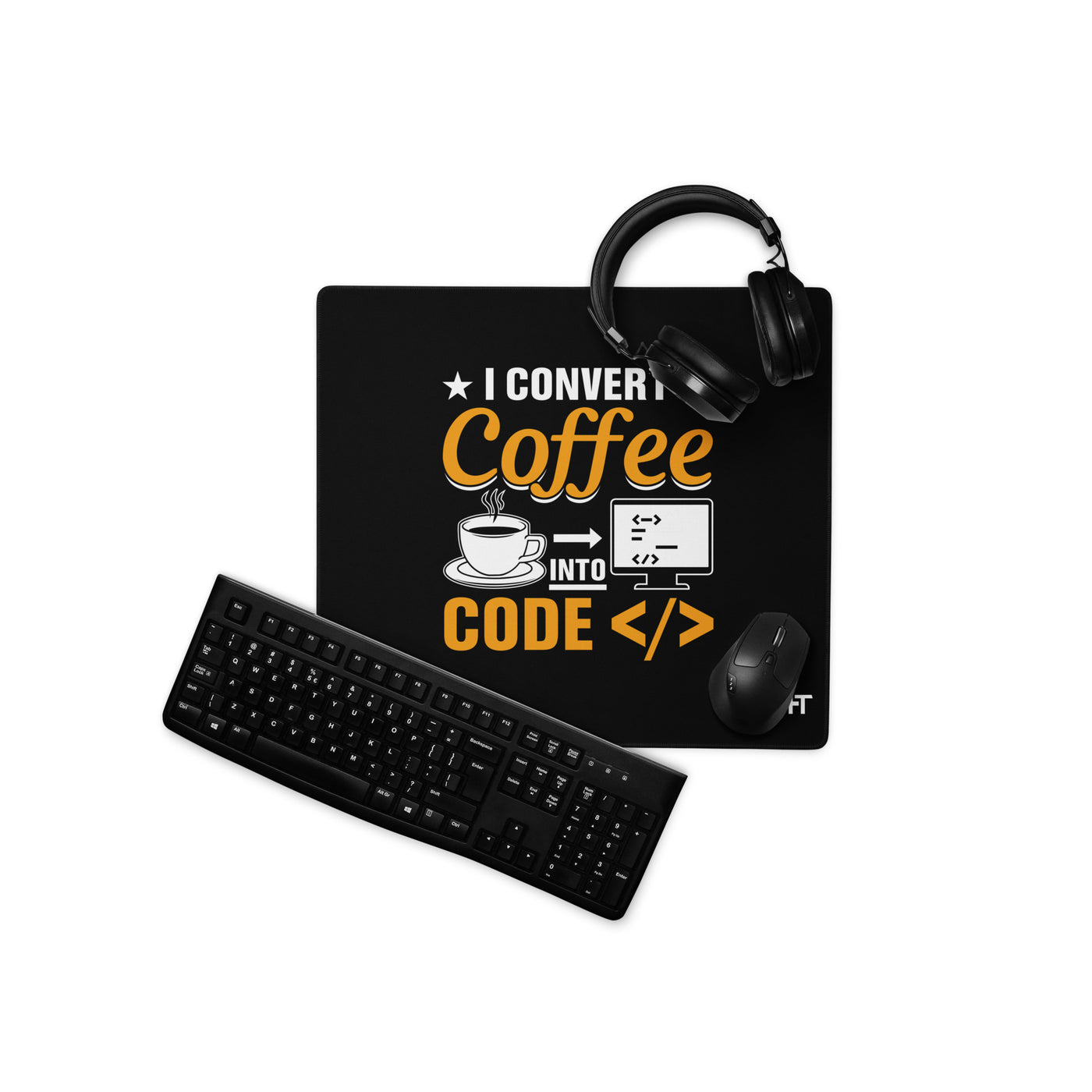 I Convert Coffee into Code </> - Desk Mat