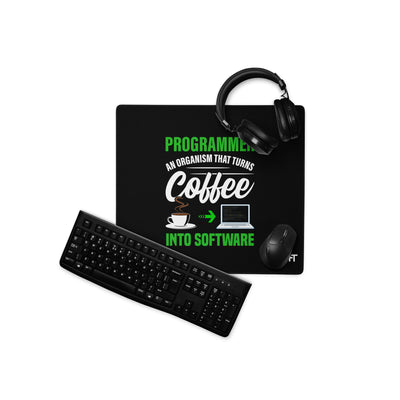 Programmer is an Organism that turns Coffee into Code ( Green Text ) - Desk Mat