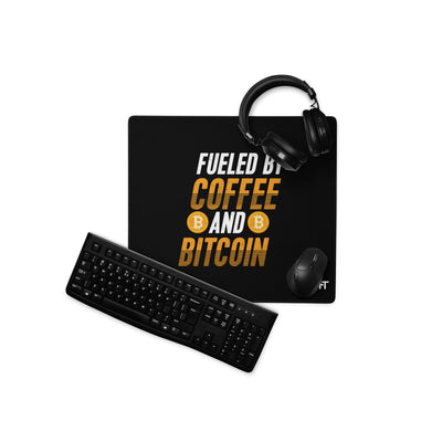 Fueled by Coffee and Bitcoin - Desk Mat