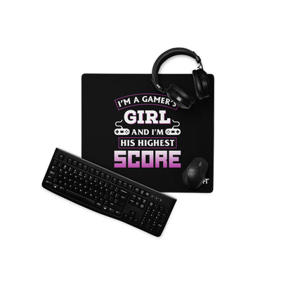 I am a Gamer's Girl, I'm his Greatest Achievement Purple edition - Desk Mat