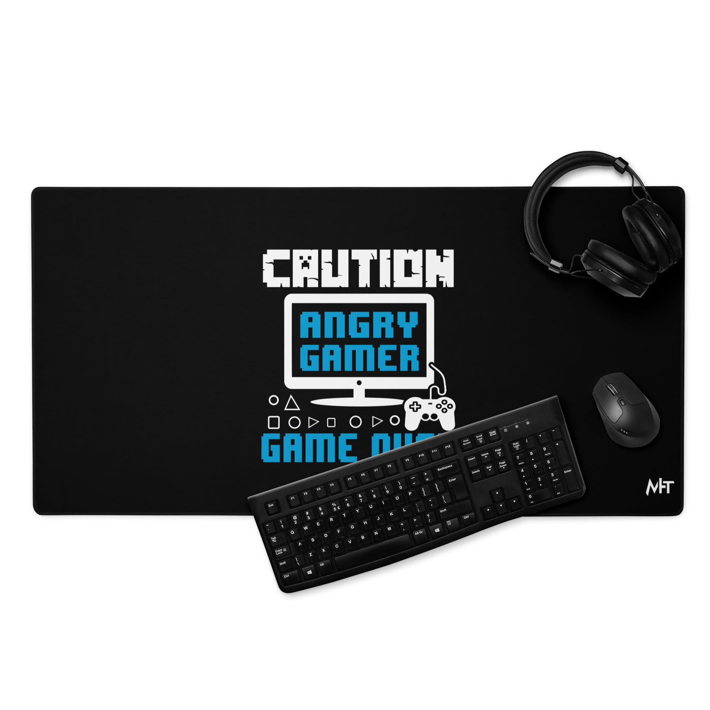 Caution! Angry Gamer Desk Mat