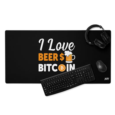 I Love Beer and Bitcoin Desk Mat