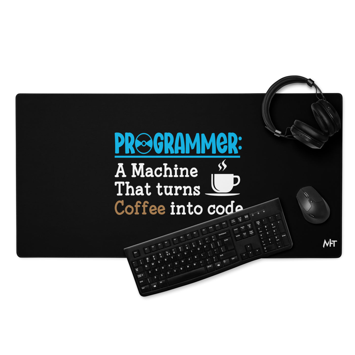 Programmer: Def blue Desk Mat