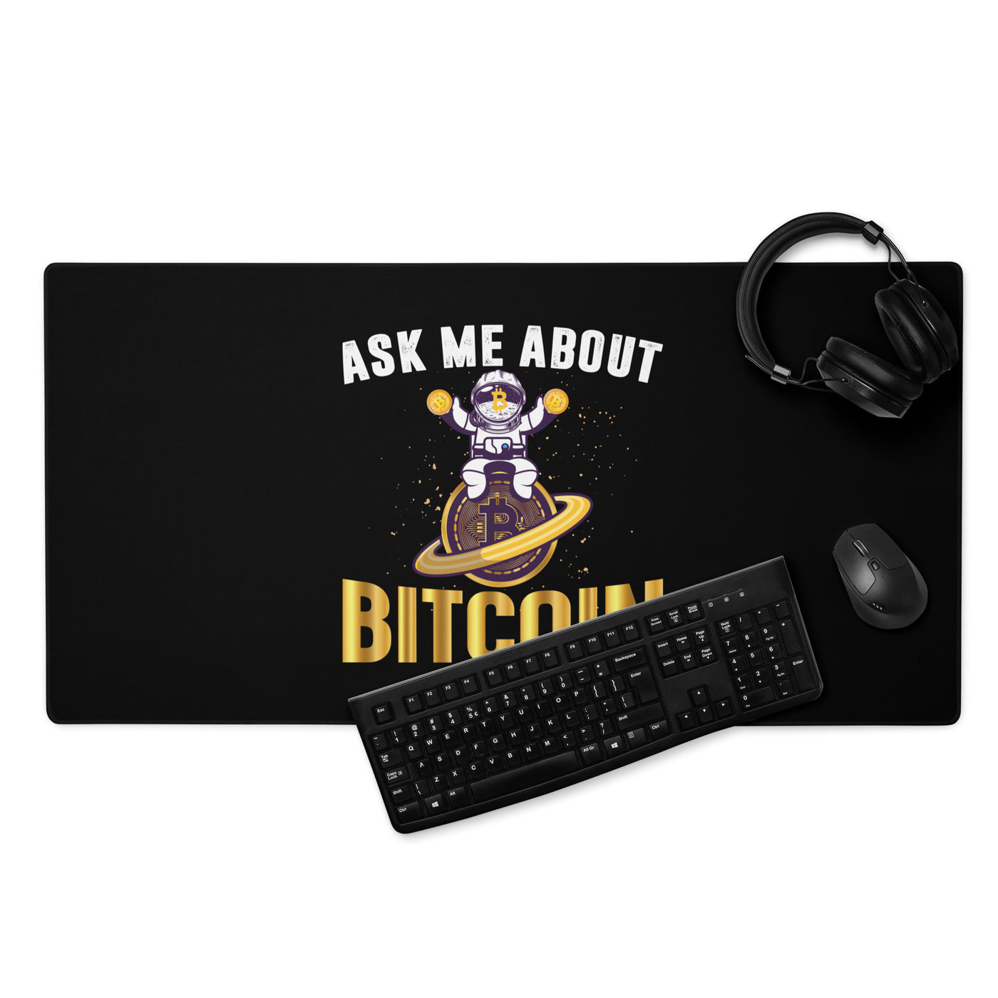 Ask Me about Bitcoin Desk Mat