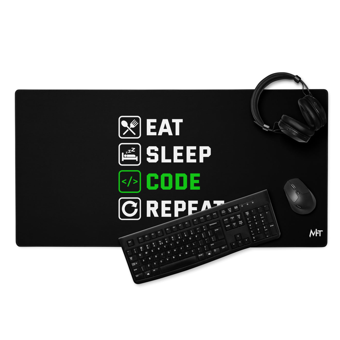 Eat Sleep Code Repeat (Mahfuz) Desk Mat