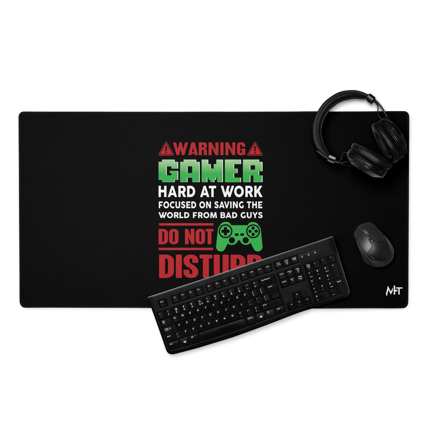 Warning! Gamer Hard at Work, DND - Desk Mat