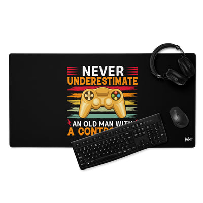 Never Underestimate an old man with a controller - Desk Mat