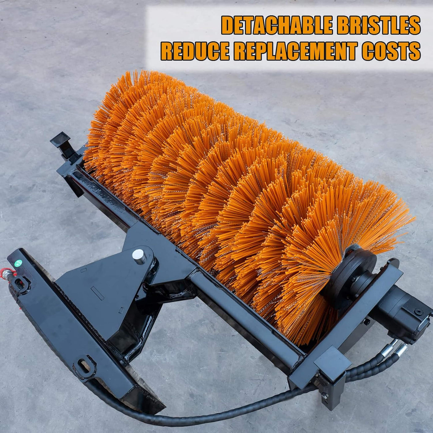 Heavy-Duty 41-Inch Hydraulic Skid Steer Broom Sweeper Attachment With ...