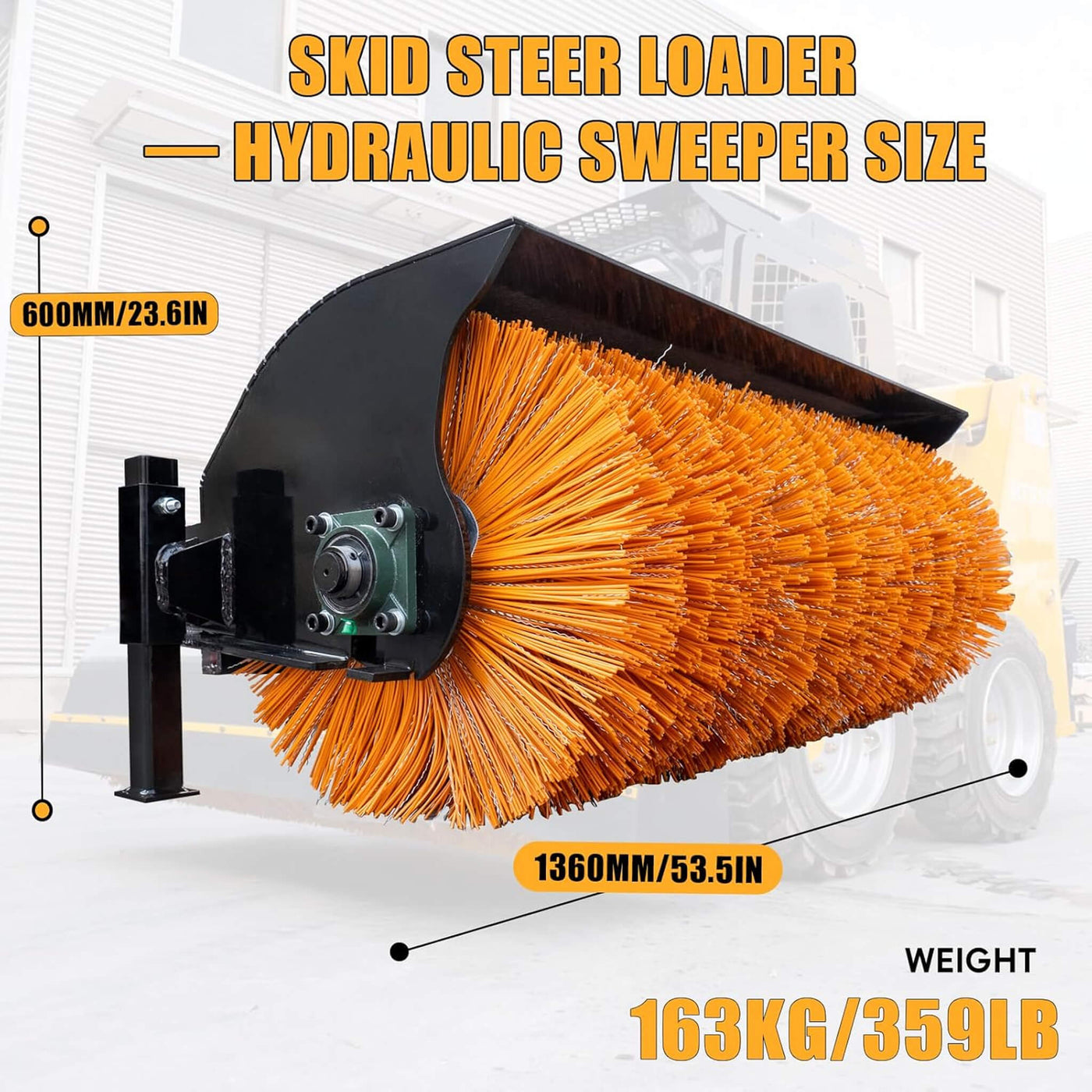 Heavy-Duty 41-Inch Hydraulic Skid Steer Broom Sweeper Attachment With ...