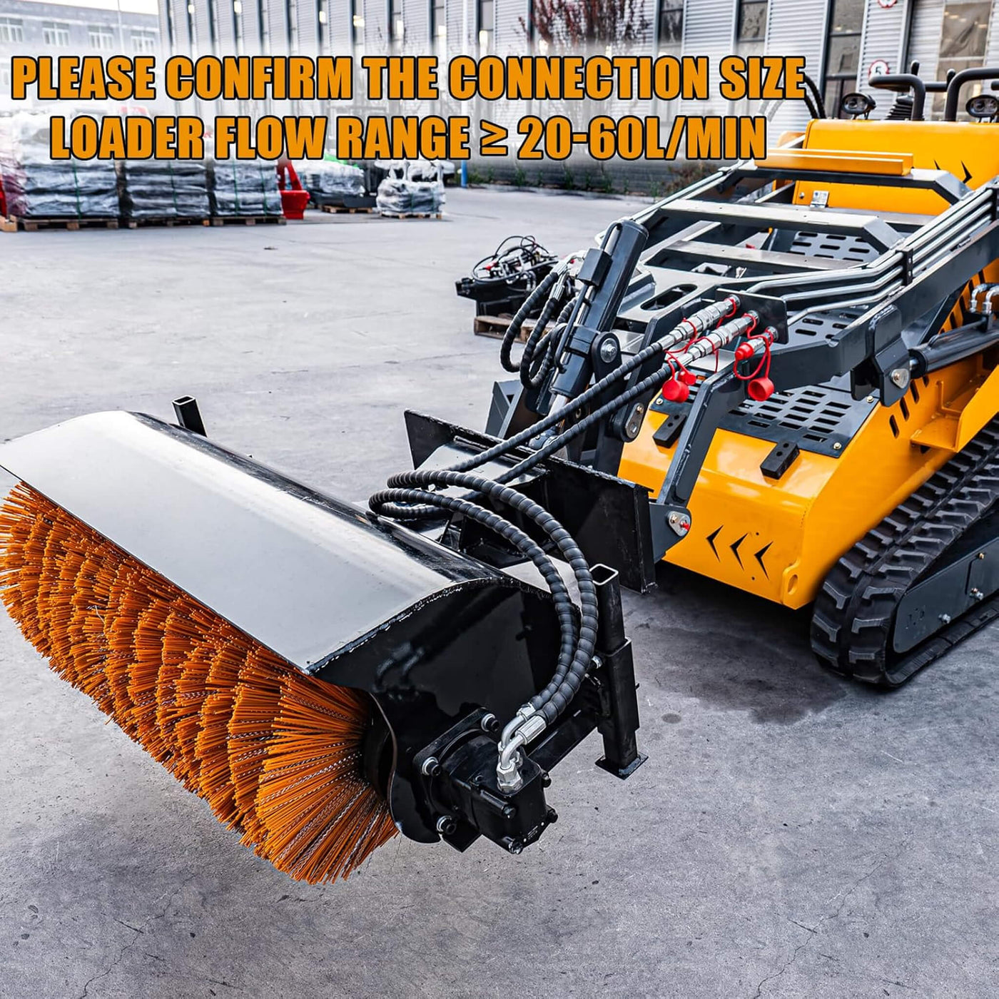 Heavy-Duty 41-Inch Hydraulic Skid Steer Broom Sweeper Attachment With ...