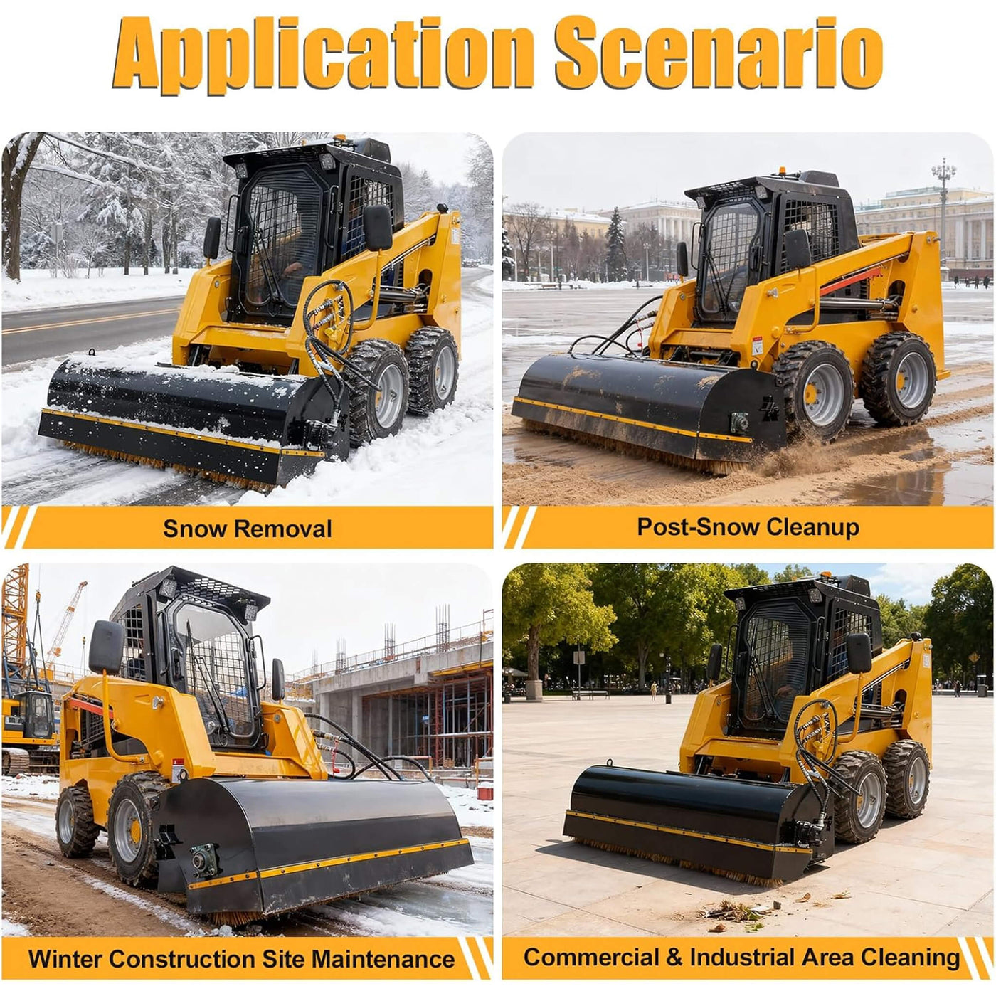 SAKSBY Heavy-Duty 72-Inch Skid Steer Sweeper Attachment For Contractors ...