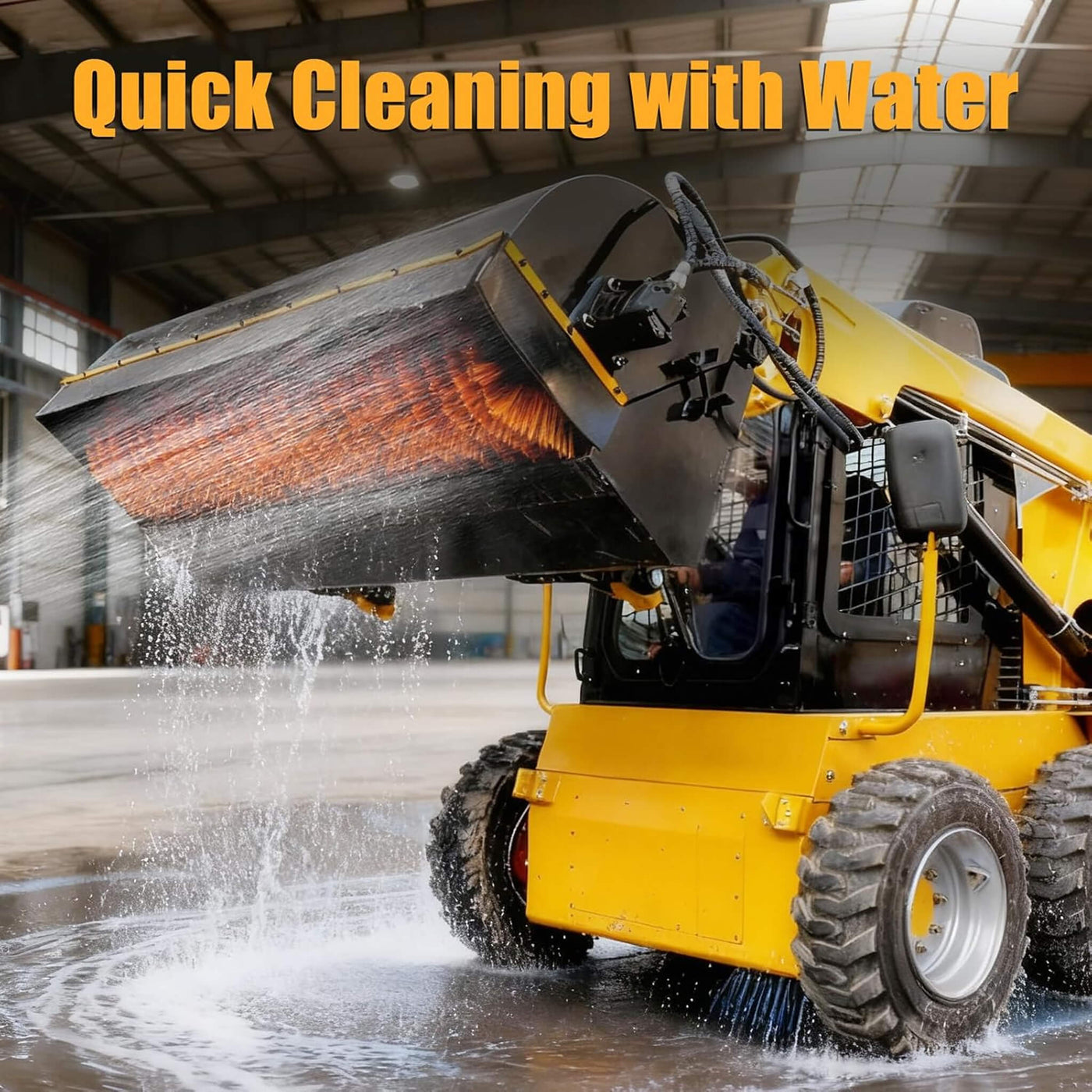 SAKSBY Heavy-Duty 72-Inch Skid Steer Sweeper Attachment For Contractors ...