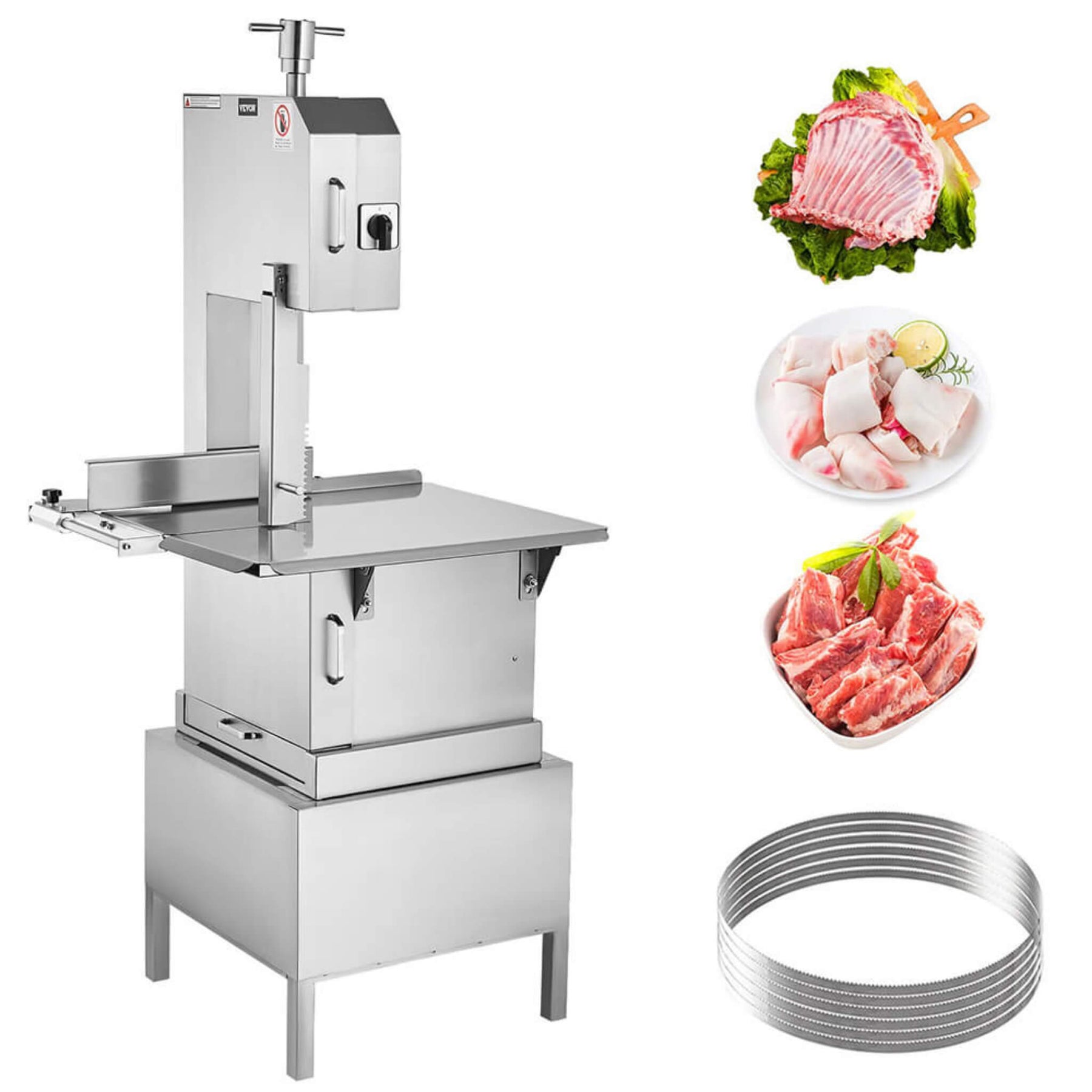 Heavy Duty Commercial Electric Meat Bone Saw Cutting Band Machine With 6 Saw Blades, 2200W (SAK91753) by MyHackerTech