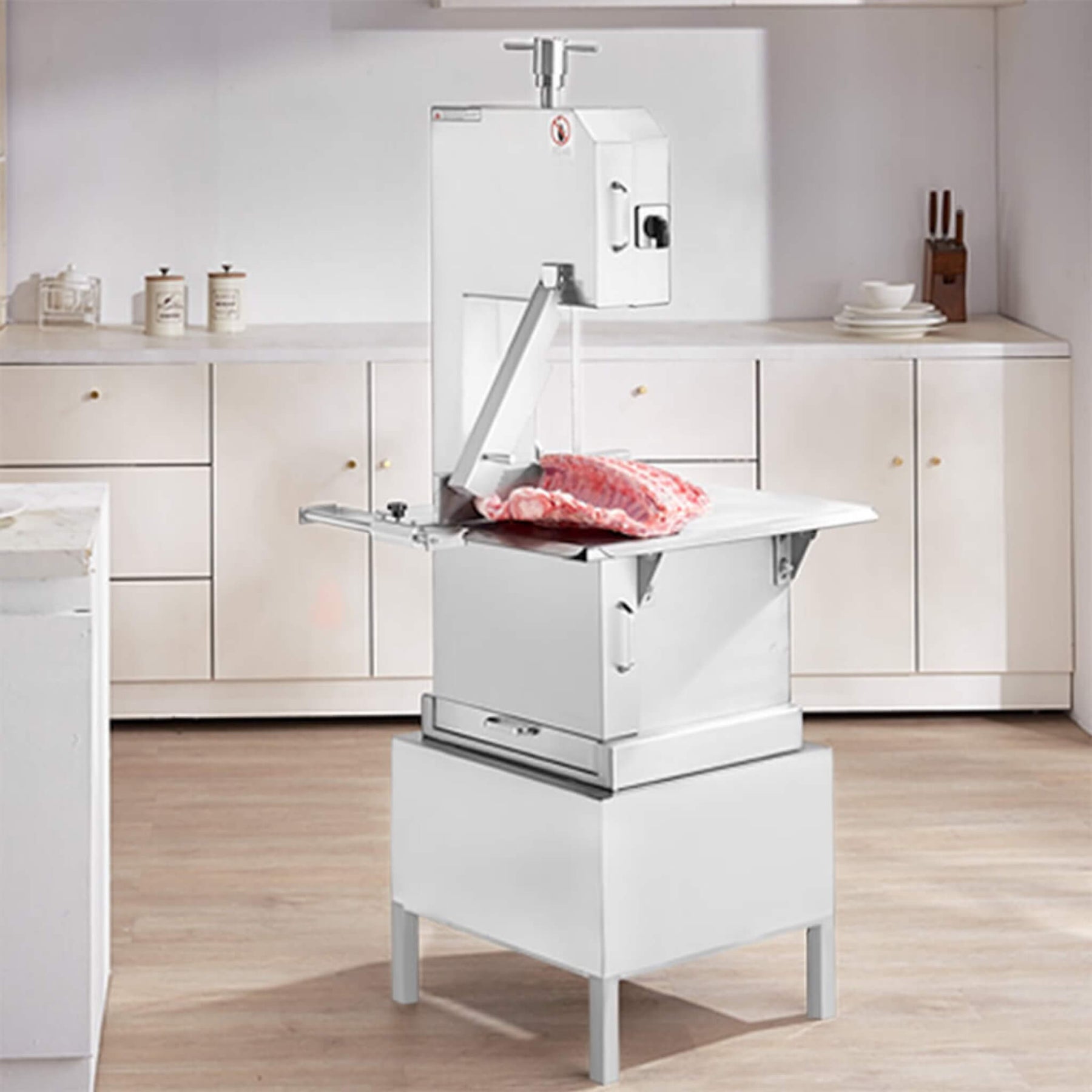 Heavy Duty Commercial Electric Meat Bone Saw Cutting Band Machine With 6 Saw Blades, 2200W (SAK91753) by MyHackerTech