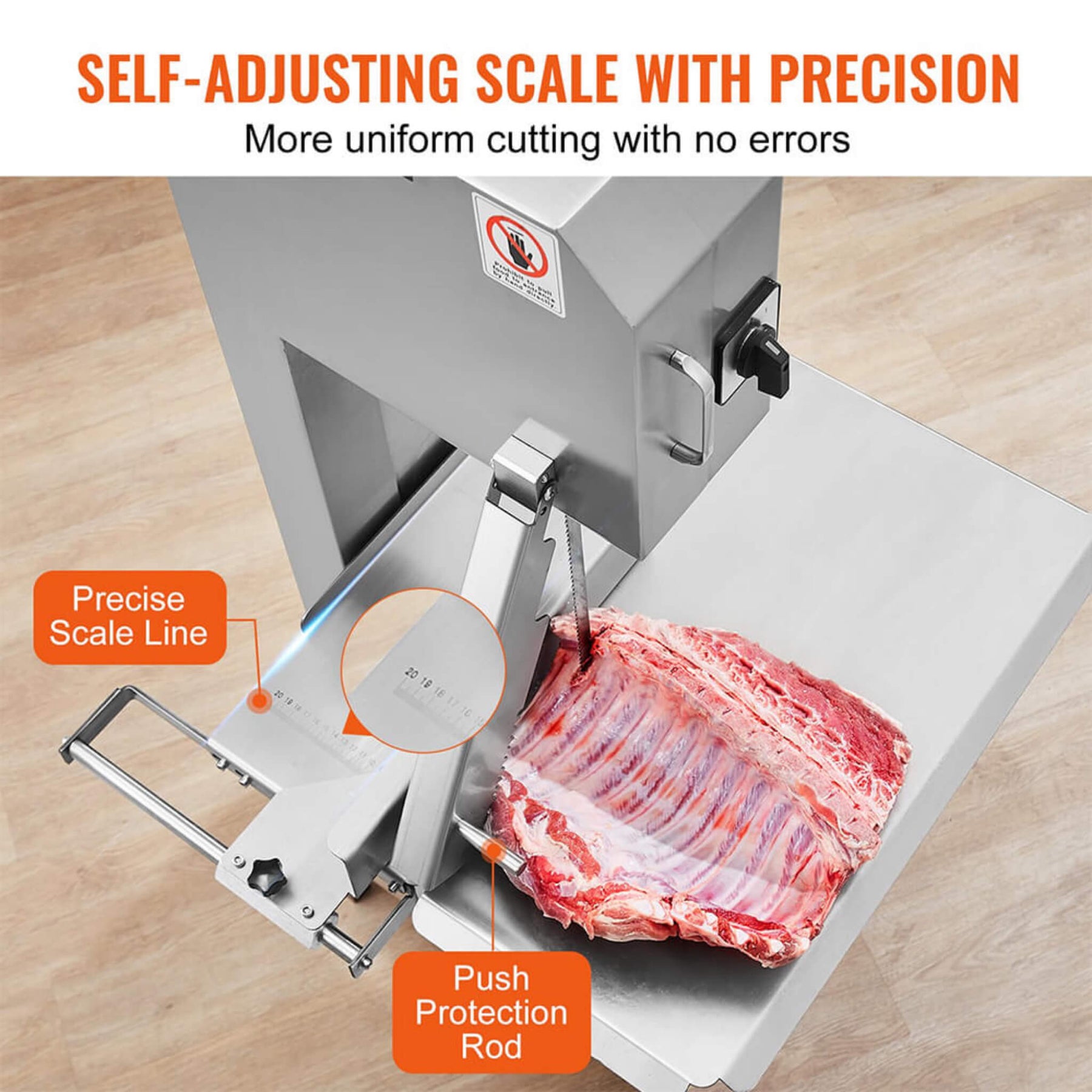 Heavy Duty Commercial Electric Meat Bone Saw Cutting Band Machine With 6 Saw Blades, 2200W (SAK91753) by MyHackerTech
