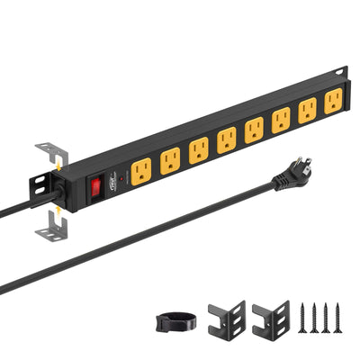 CRST Mountable Long Power Strip, 8 Outlets or 12 outlets 2100 Joules Surge Protector, Slim Metal Power Bar with 6FT Extension Cord, ETL Listed. by MyHackerTech
