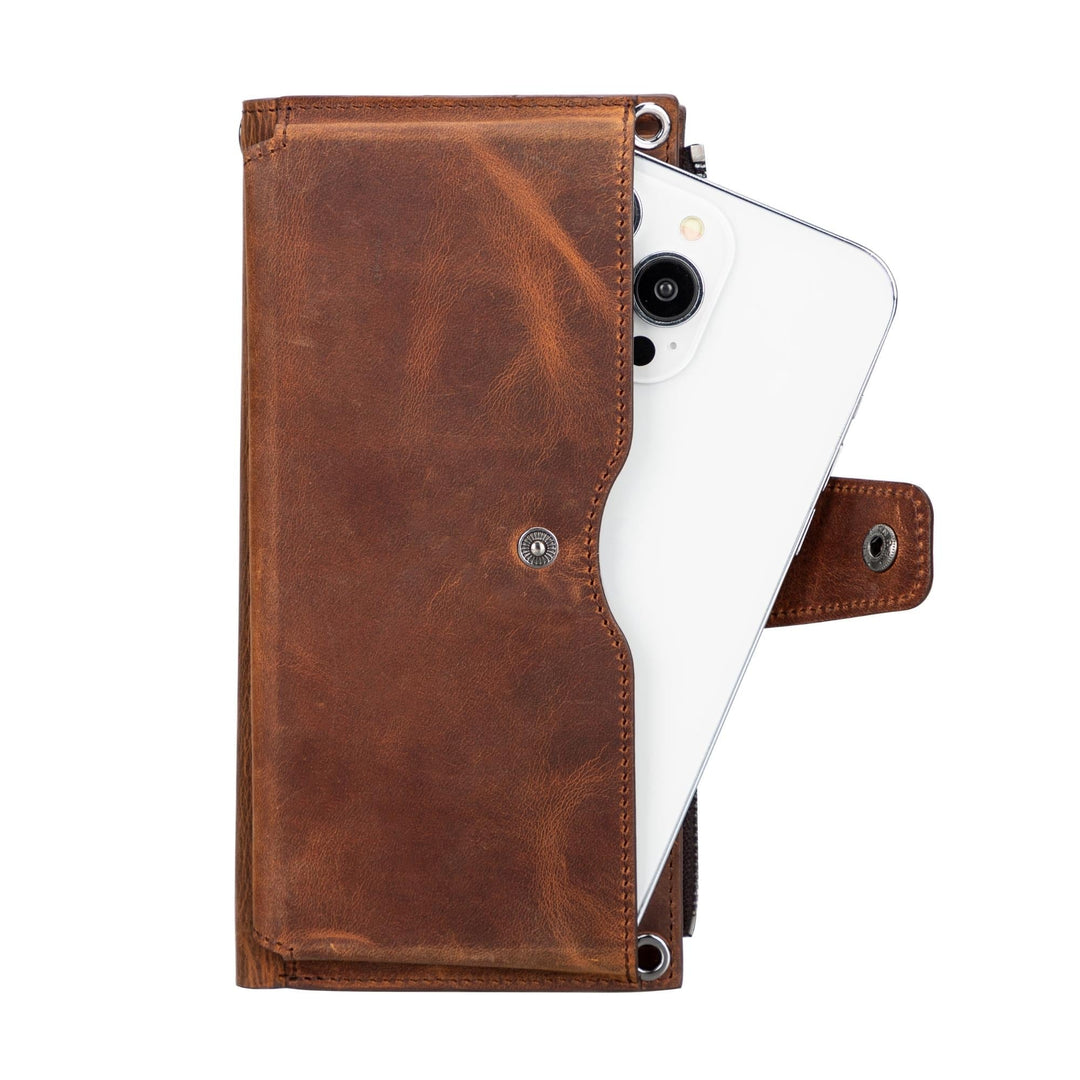 Kaycee Leather Women's Cell Phone Wallet with Strap Red / 6.9" Kaycee Leather Women's Cell Phone Wallet with Strap Red / 6.9"