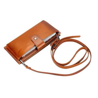Kaycee Leather Women's Cell Phone Wallet with Strap by MyHackerTech