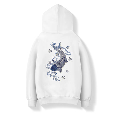 KH9015 Blue Koi Embroidery Hoodie by MyHackerTech