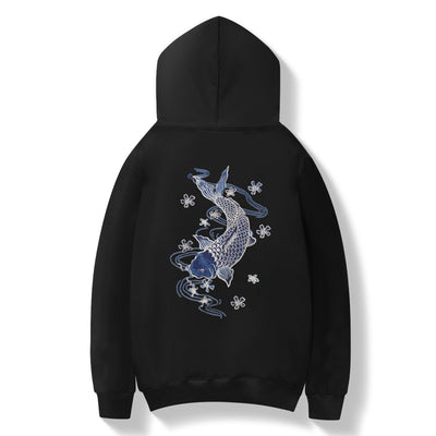 KH9015 Blue Koi Embroidery Hoodie by MyHackerTech