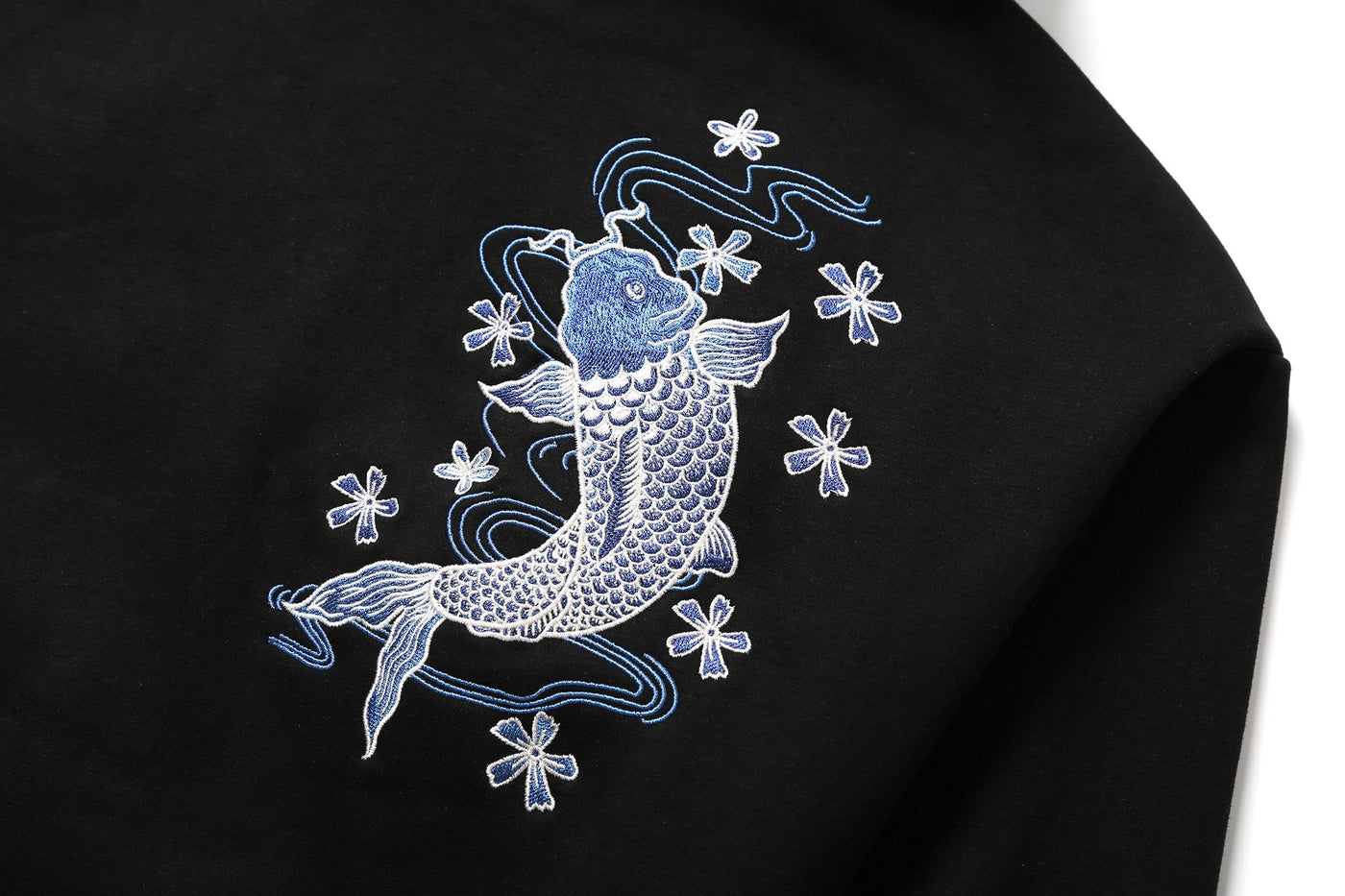 KH9015 Blue Koi Embroidery Hoodie by MyHackerTech