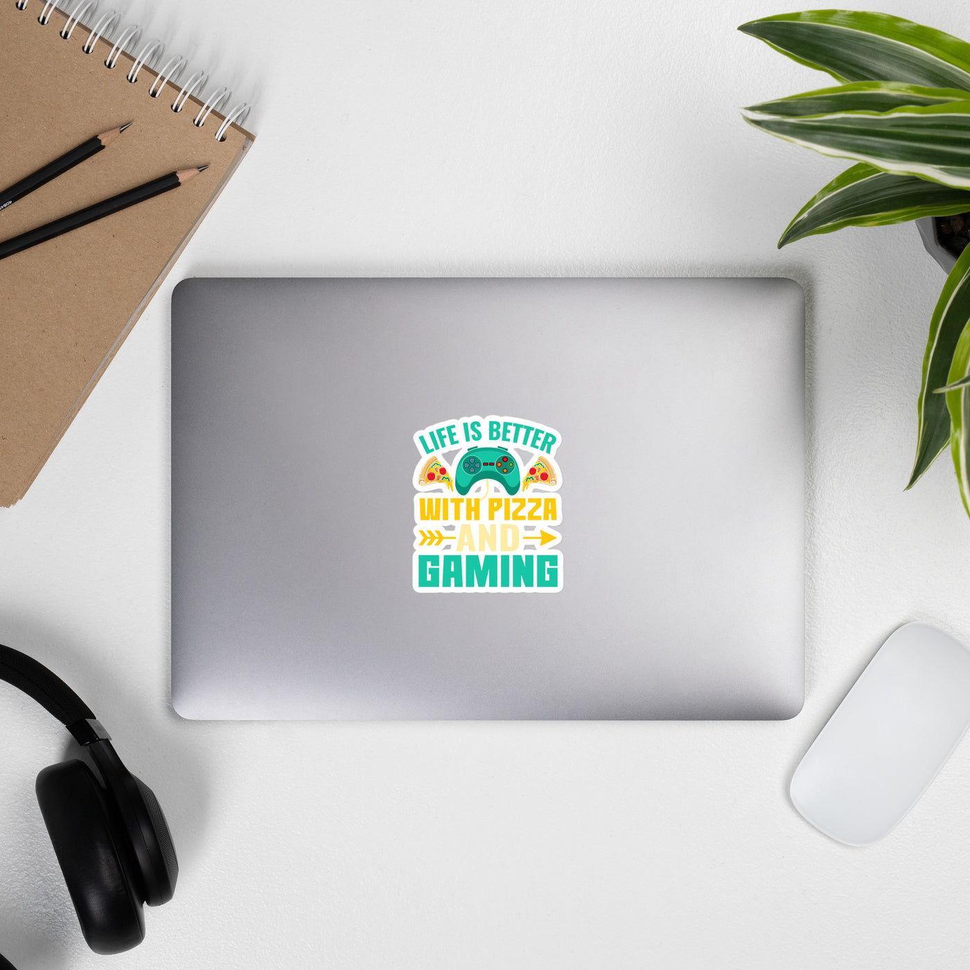 Life is Better With Pizza and Gaming Rima 14 - Bubble-free stickers