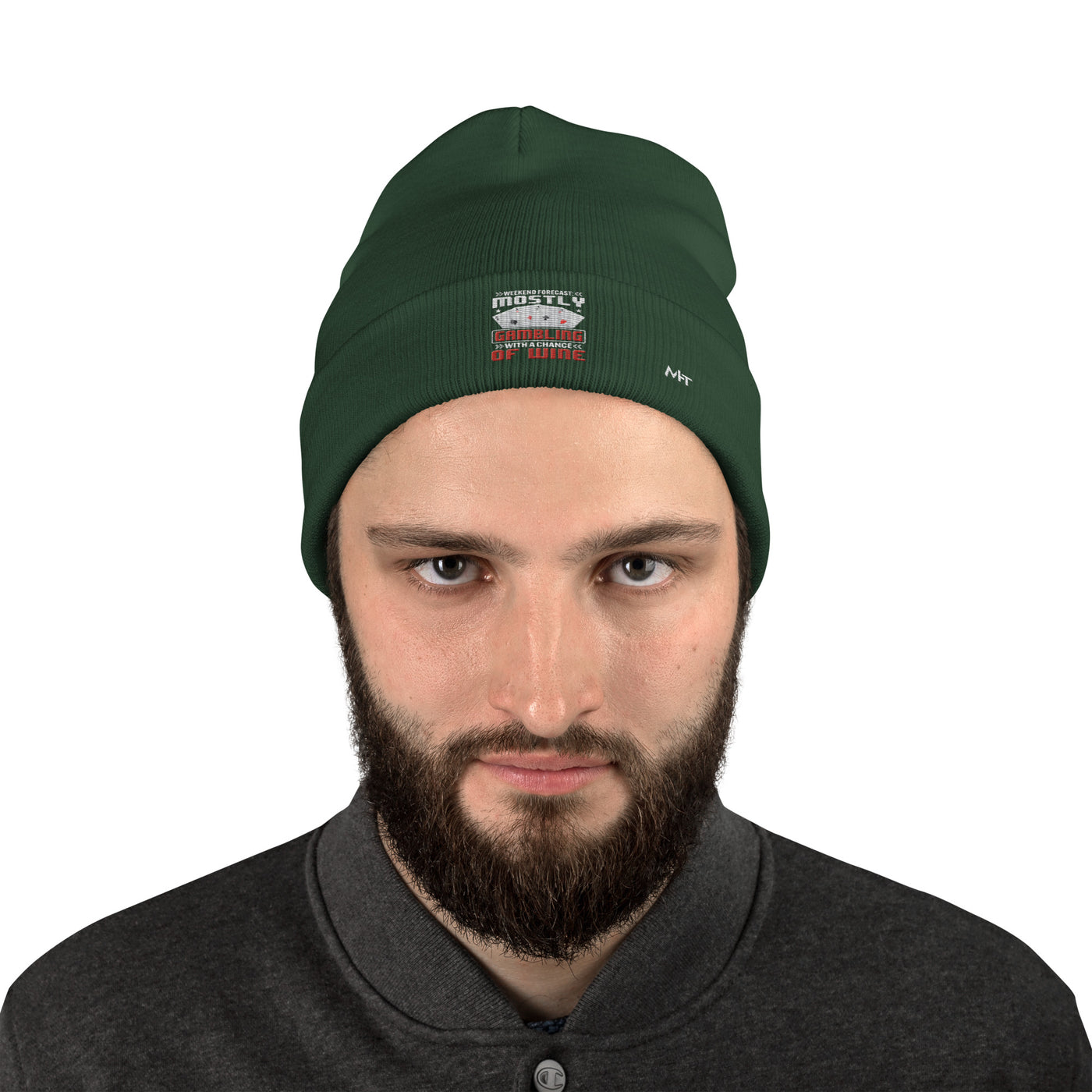 Weekend Forecast Mostly Gambling With a Chance of Wine - Embroidered Beanie