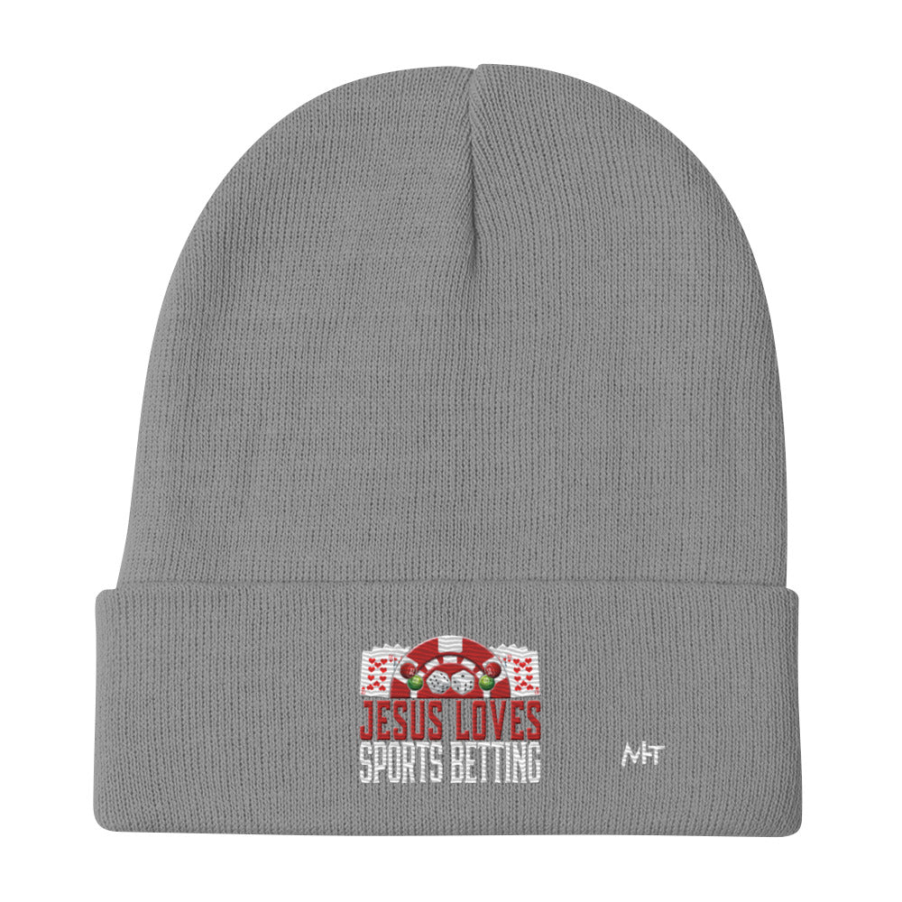 Jesus Loves Sports Betting - Embroidered Beanie