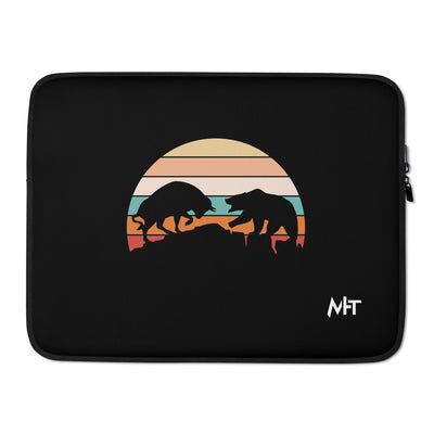 Bull Bear Fight in Sunset - Laptop Sleeve