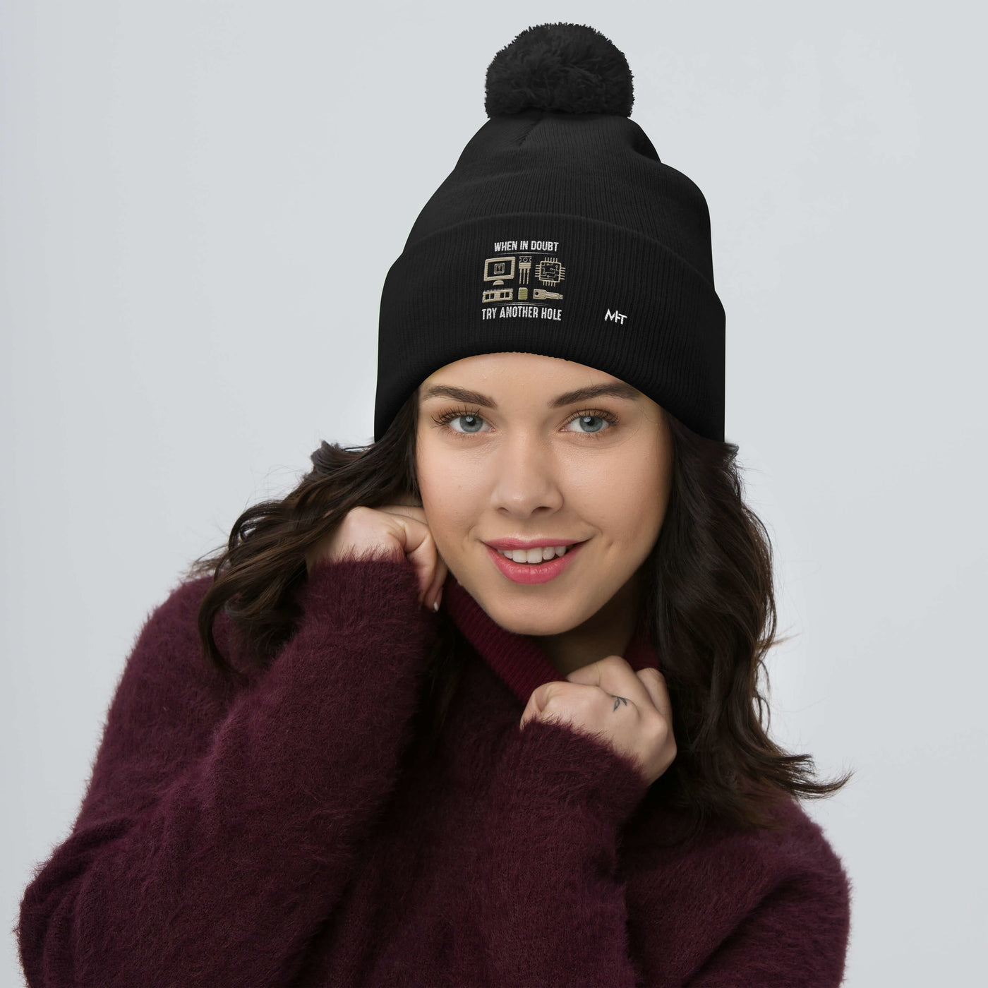When in doubt, Try another hole V1 - Pom-Pom Beanie