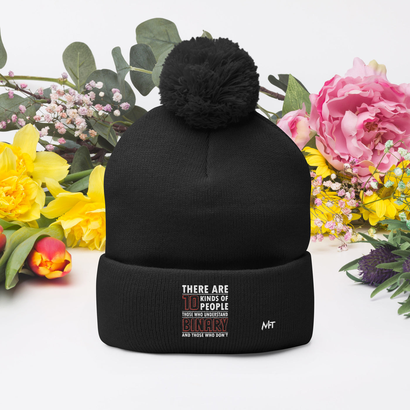 There are 10 kinds of People - Pom-Pom Beanie