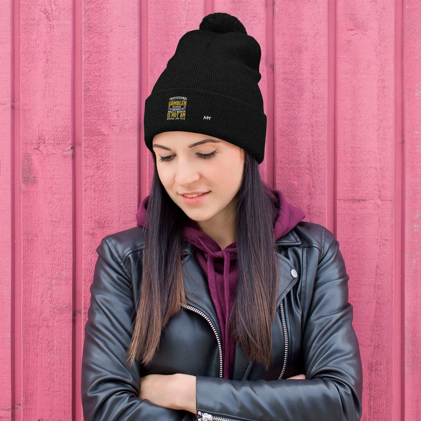 Professional Gambler because Badass Miracle Worker is an official Job Title - Pom-Pom Beanie